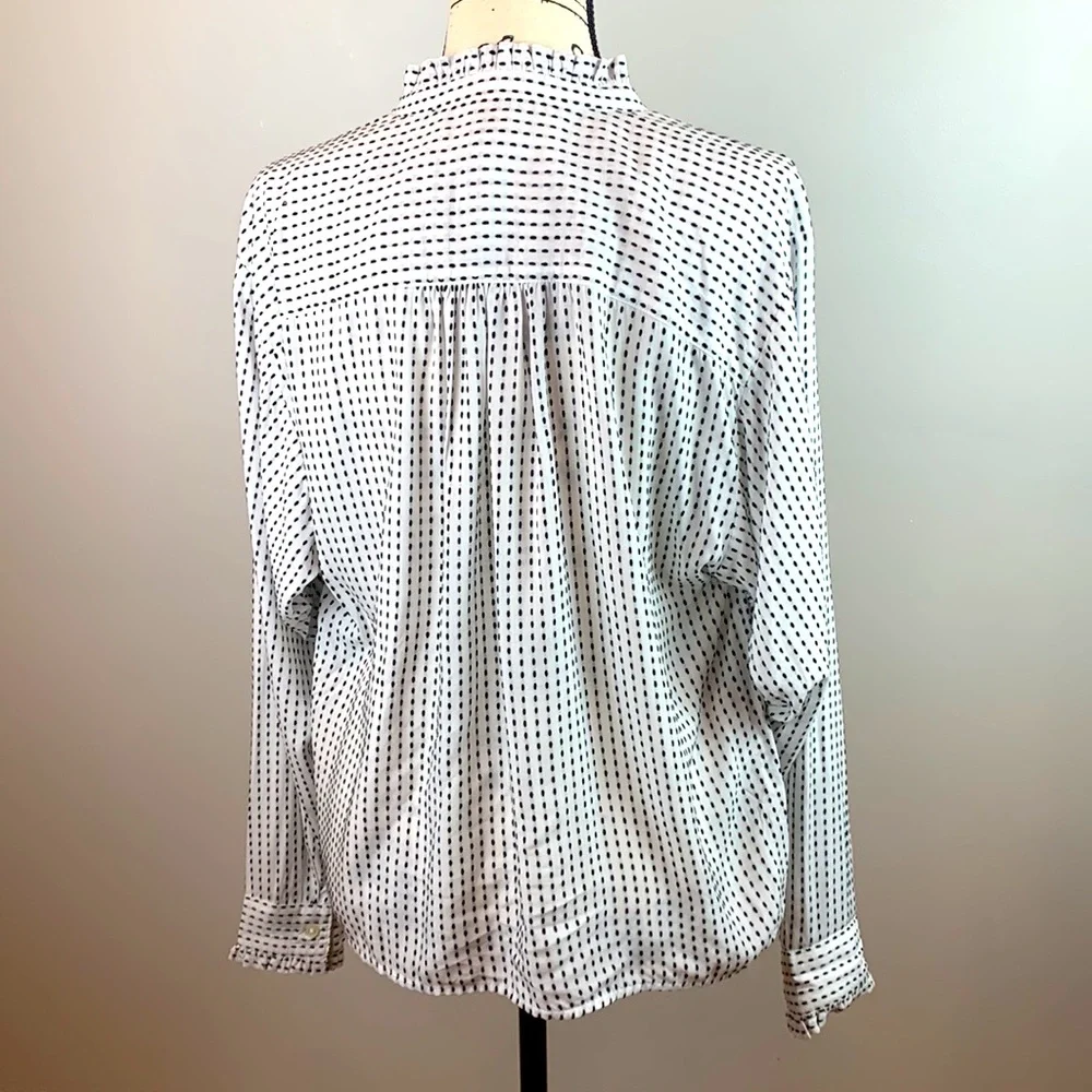 LOFT Striped Ruffle Trim Shirt NWT - Picture 6 of 9